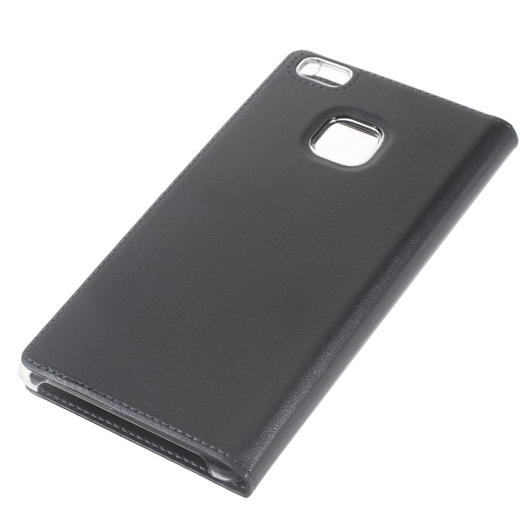 Plastic Dual Window Leather Protective Case Cover for Huawei P9 Lite - Grey-3