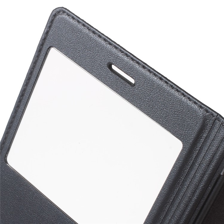 Plastic Dual Window Leather Protective Case Cover for Huawei P9 Lite - Grey-6