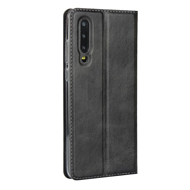 Leather Stand Case with Card Slot Phone Cover for Huawei P30 - Black-4