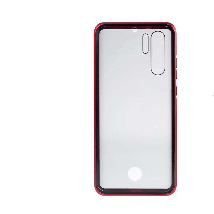 For Huawei P30 Pro Anti-peep Magnetic Metal Frame + Tempered Glass Covering - Red-3