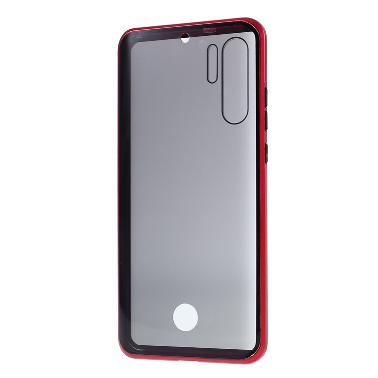 For Huawei P30 Pro Anti-peep Magnetic Metal Frame + Tempered Glass Covering - Red-4