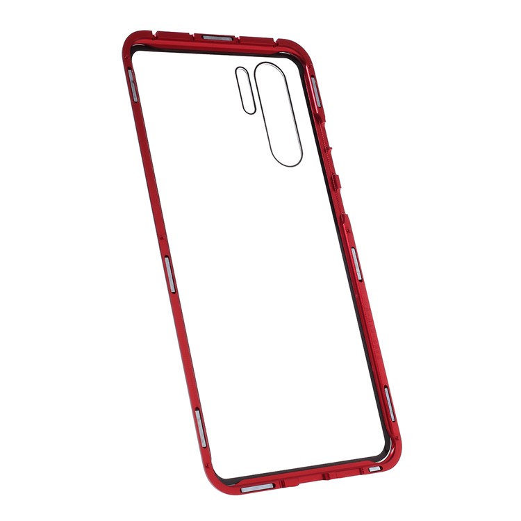 For Huawei P30 Pro Anti-peep Magnetic Metal Frame + Tempered Glass Covering - Red-7