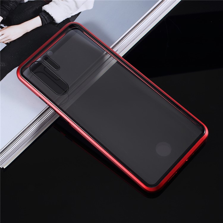 For Huawei P30 Pro Anti-peep Magnetic Metal Frame + Tempered Glass Covering - Red-9