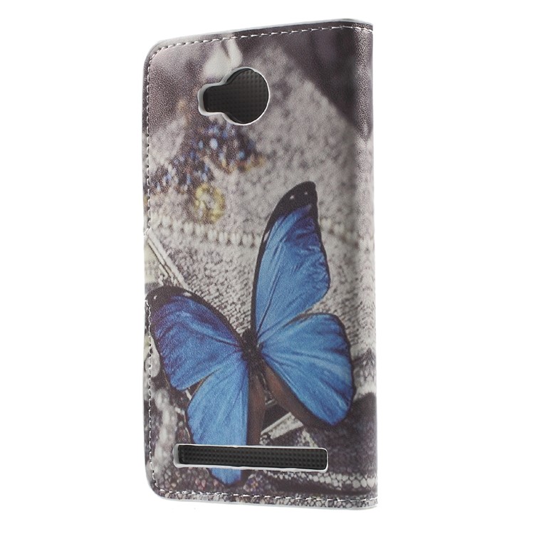 Wallet Leather Stand Case for Huawei Y3II / Y3 II - Blue Butterflies-2
