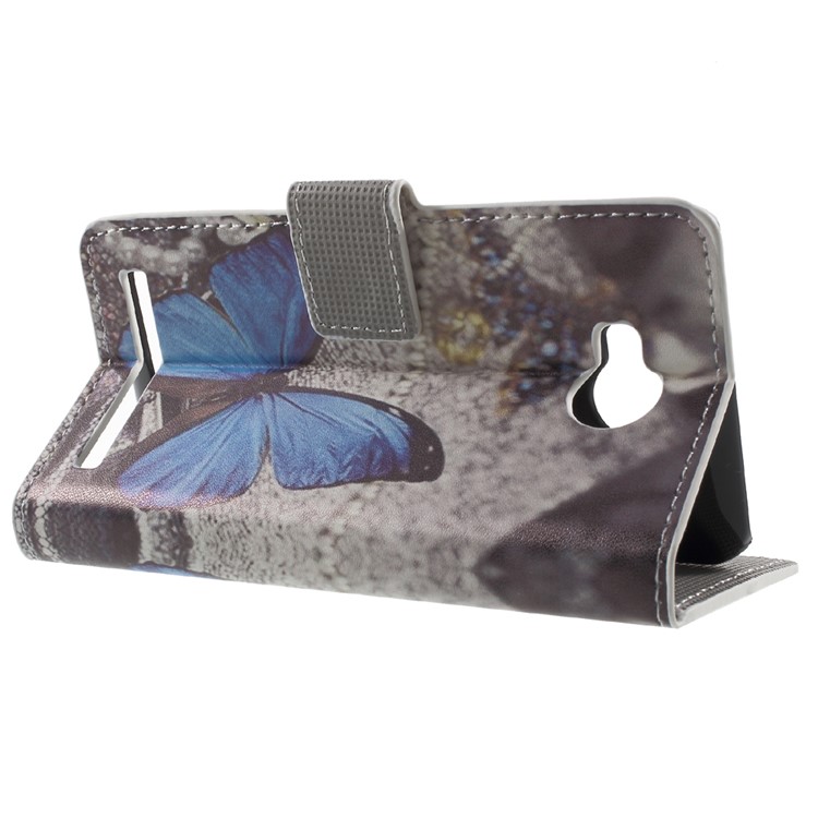 Wallet Leather Stand Case for Huawei Y3II / Y3 II - Blue Butterflies-3
