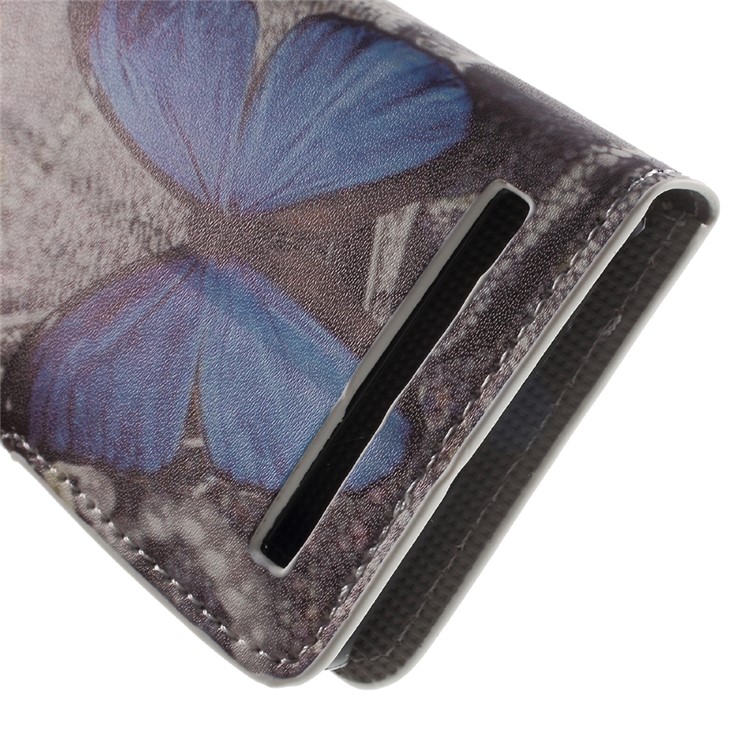 Wallet Leather Stand Case for Huawei Y3II / Y3 II - Blue Butterflies-8