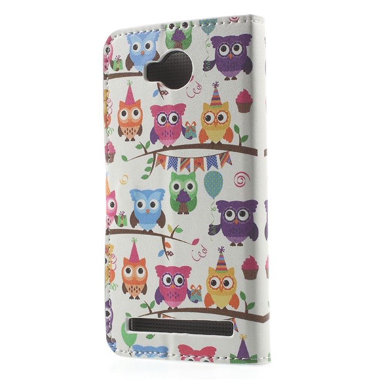 Wallet Leather Stand Case for Huawei Y3II / Y3 II - Multiple Owls-2