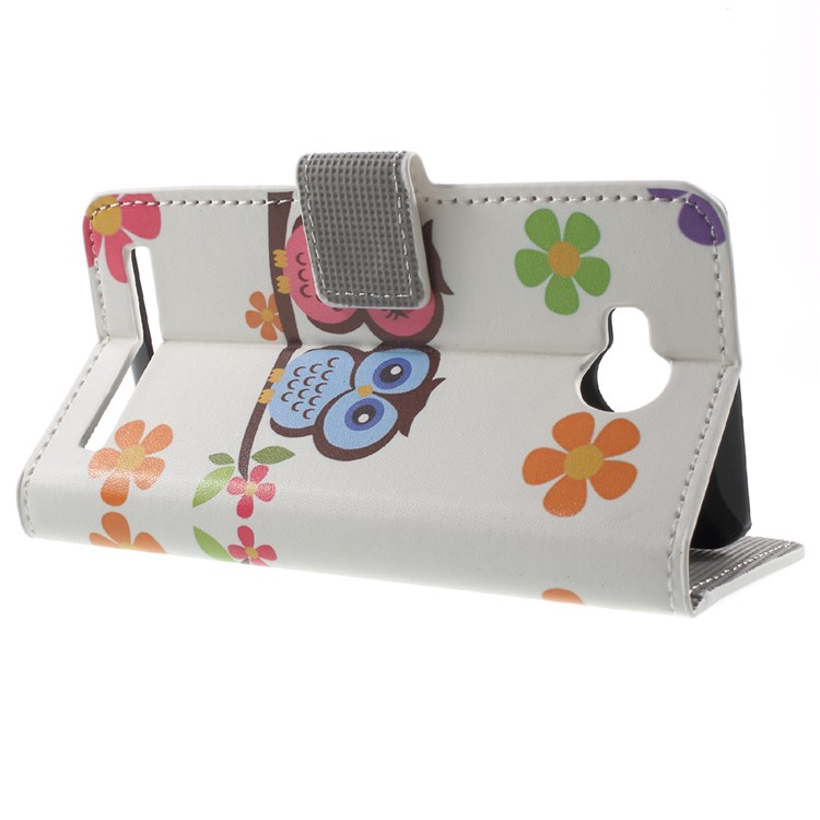 Leather Stand Case with Card Slots for Huawei Y3II / Y3 II - Owls and Flowers-4