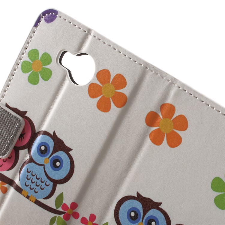 Leather Stand Case with Card Slots for Huawei Y3II / Y3 II - Owls and Flowers-6