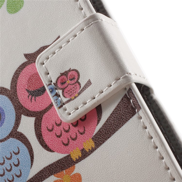 Leather Stand Case with Card Slots for Huawei Y3II / Y3 II - Owls and Flowers-7