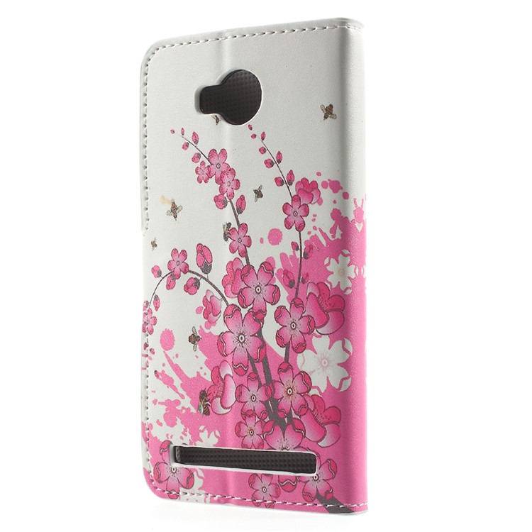 Leather Stand Cover with Card Slots for Huawei Y3II / Y3 II - Plum Blossom-2