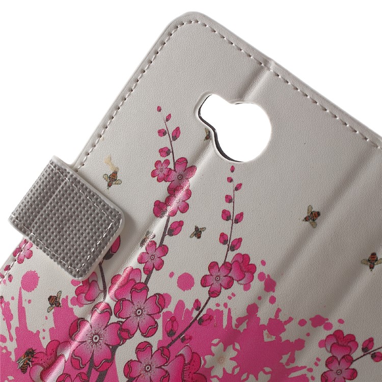Leather Stand Cover with Card Slots for Huawei Y3II / Y3 II - Plum Blossom-6