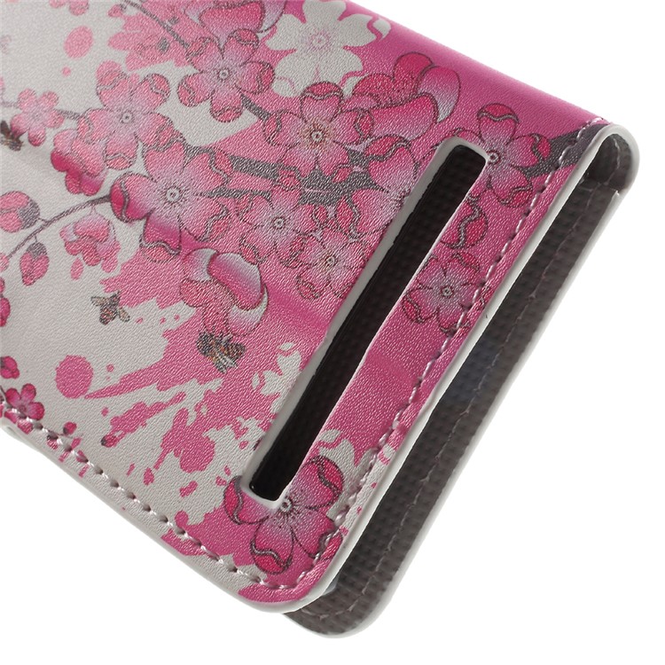 Leather Stand Cover with Card Slots for Huawei Y3II / Y3 II - Plum Blossom-8