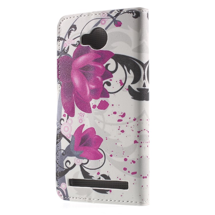 Phone Leather Stand Case for Huawei Y3II / Y3 II - Purple Flowers-2