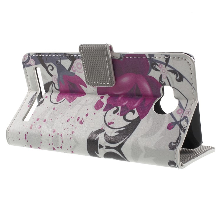 Phone Leather Stand Case for Huawei Y3II / Y3 II - Purple Flowers-4