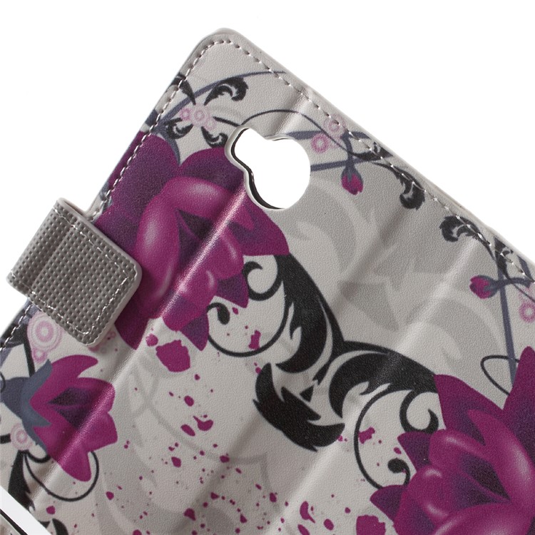 Phone Leather Stand Case for Huawei Y3II / Y3 II - Purple Flowers-6