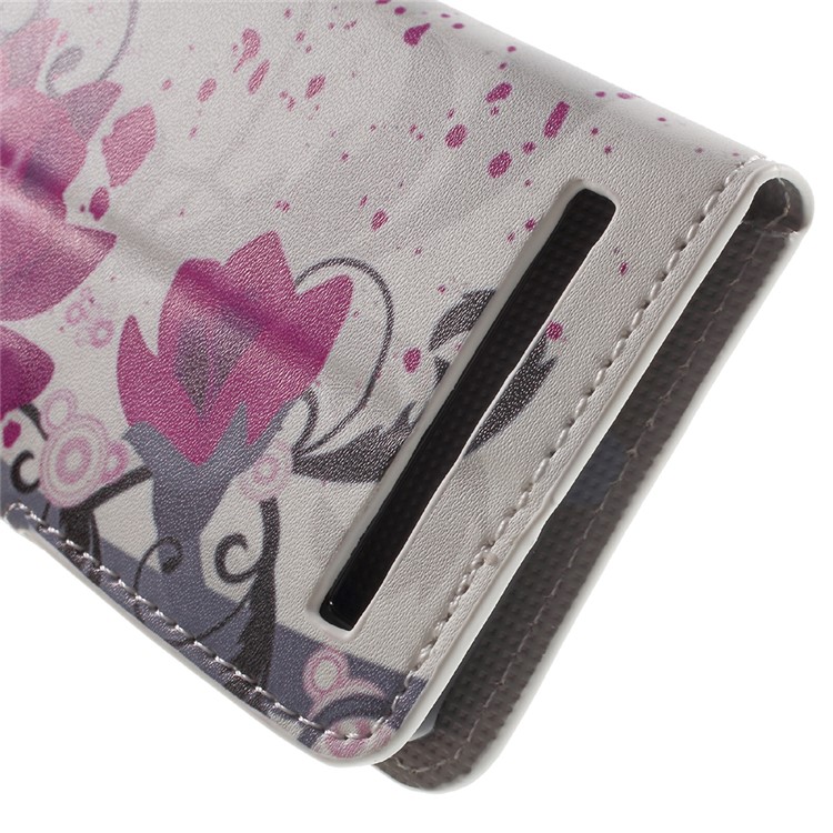 Phone Leather Stand Case for Huawei Y3II / Y3 II - Purple Flowers-8