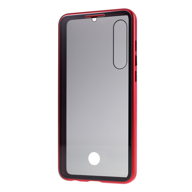 Anti-peep Metal Frame + Tempered Glass Protective Case for Huawei P30 - Red-3