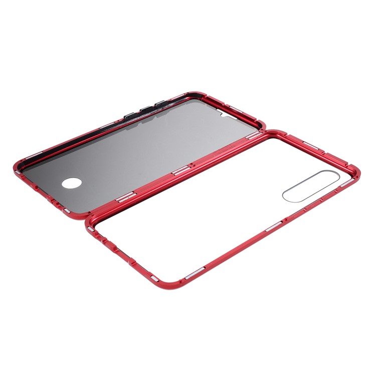 Anti-peep Metal Frame + Tempered Glass Protective Case for Huawei P30 - Red-6