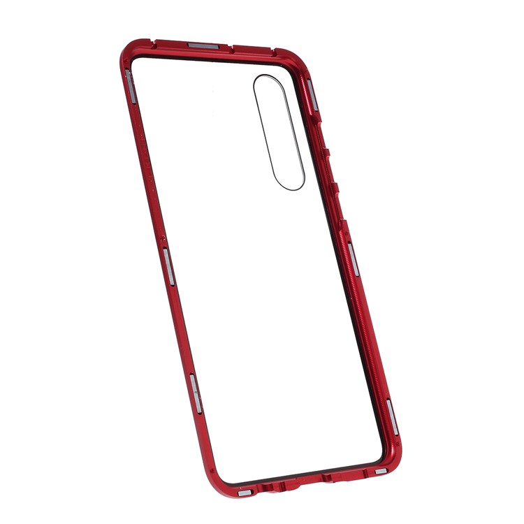 Anti-peep Metal Frame + Tempered Glass Protective Case for Huawei P30 - Red-8