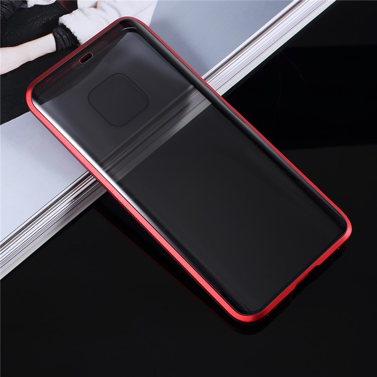 For Huawei Mate 20 Pro Anti-peep Magnetic Metal Frame + Tempered Glass Shell - Red-10