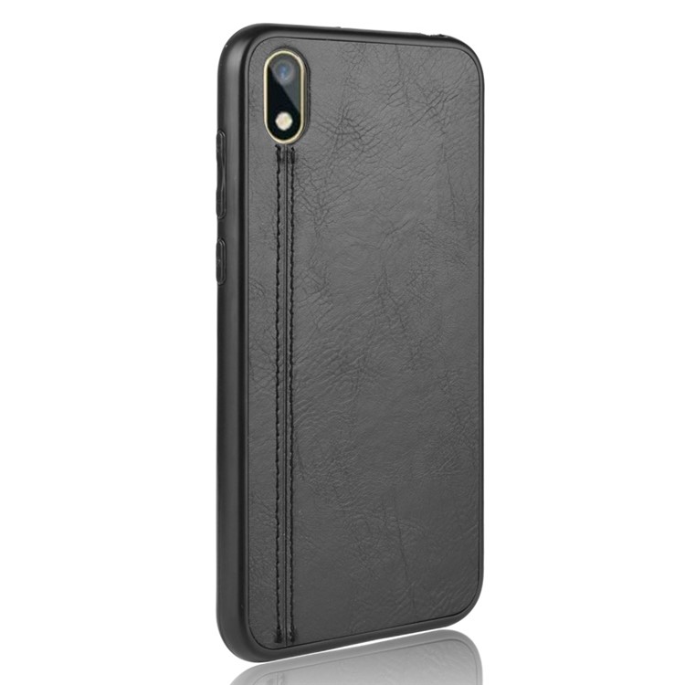 Couro Revestido Caso PC + TPU Para Y5 Huawei (2019) / 8S Honra / Nobre Y5 (2019) - Preto-4