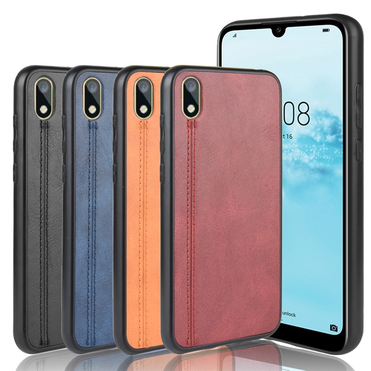 Couro Revestido Caso PC + TPU Para Y5 Huawei (2019) / 8S Honra / Nobre Y5 (2019) - Preto-7