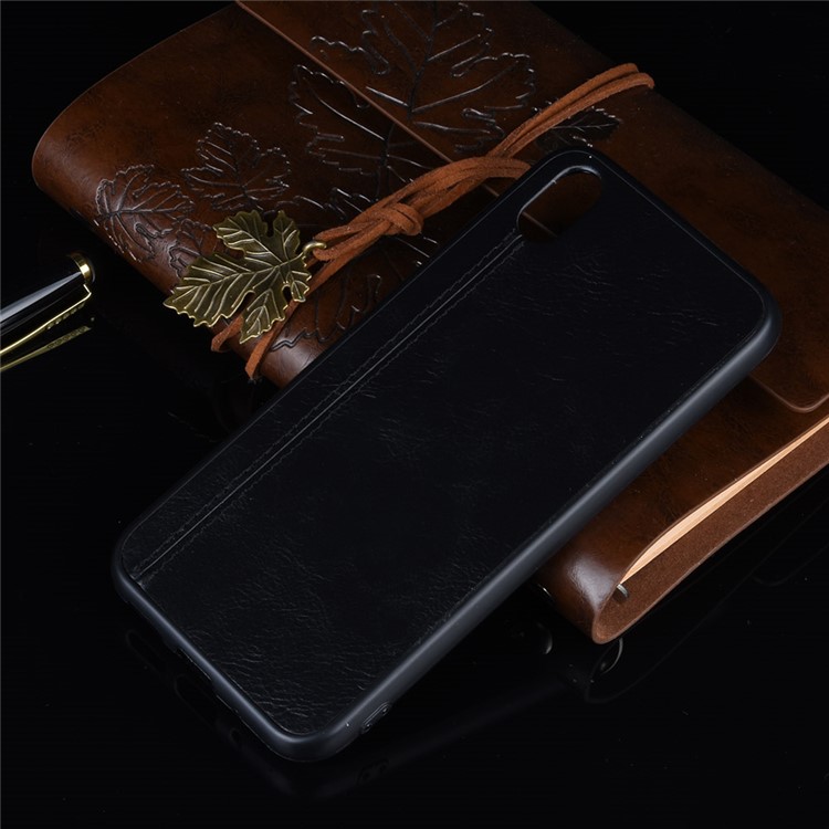 Couro Revestido Caso PC + TPU Para Y5 Huawei (2019) / 8S Honra / Nobre Y5 (2019) - Preto-9