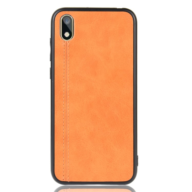 Couro Revestido Caso PC + TPU Para Y5 Huawei (2019) / 8S Honra / Nobre Y5 (2019) - Amarelo-3