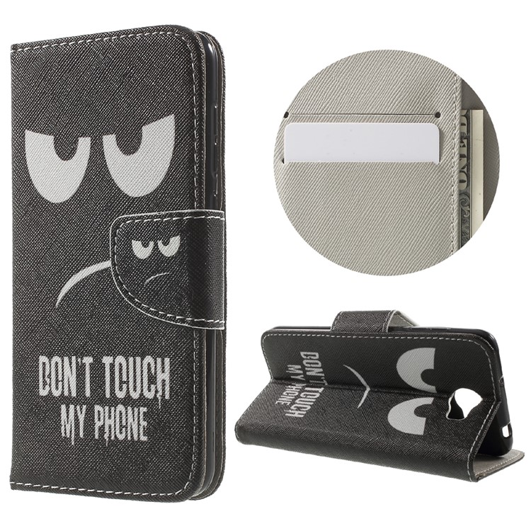 Patterned Leather Wallet Stand Cover for Huawei Y5II / Y5 II - Do Not Touch My Phone-1