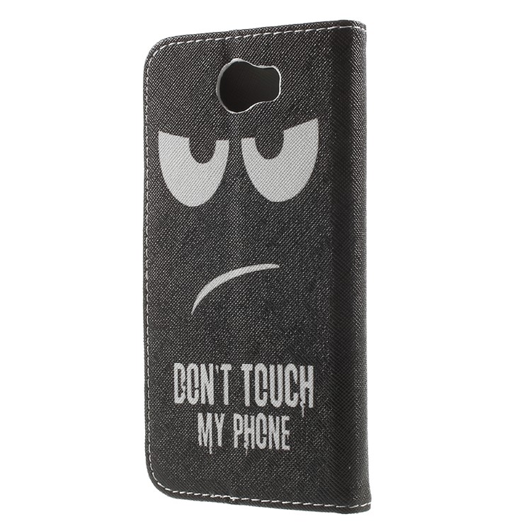Patterned Leather Wallet Stand Cover for Huawei Y5II / Y5 II - Do Not Touch My Phone-2