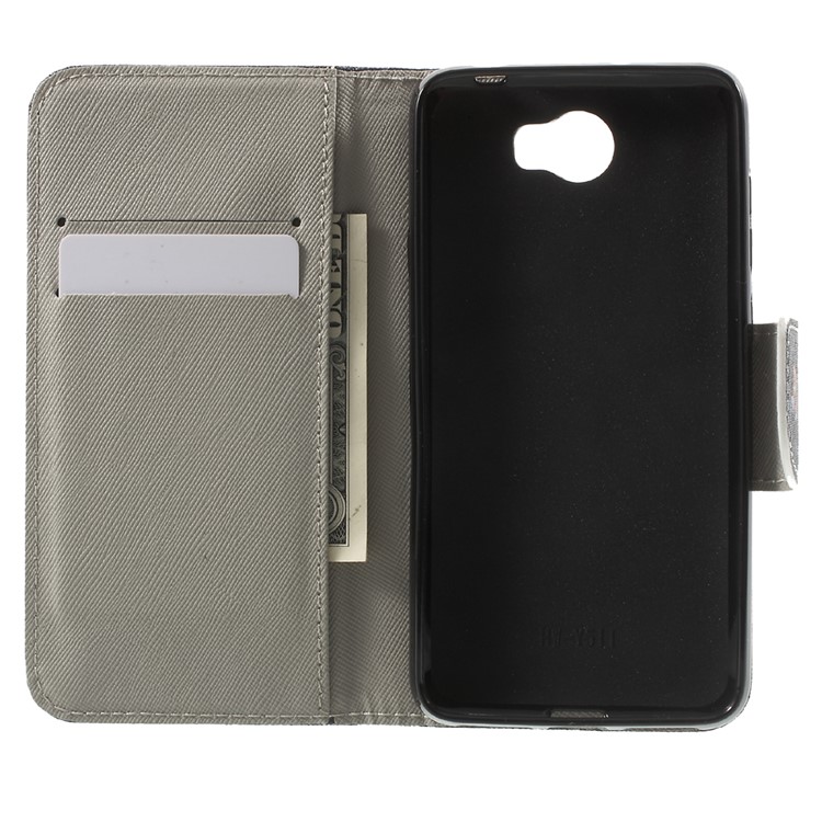 Patterned Leather Wallet Stand Cover for Huawei Y5II / Y5 II - Do Not Touch My Phone-4
