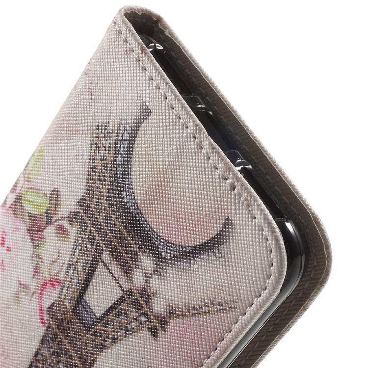Patterned Leather Cover Card Holder for Huawei Y5II / Y5 II - Postcard Style Eiffel Tower-8
