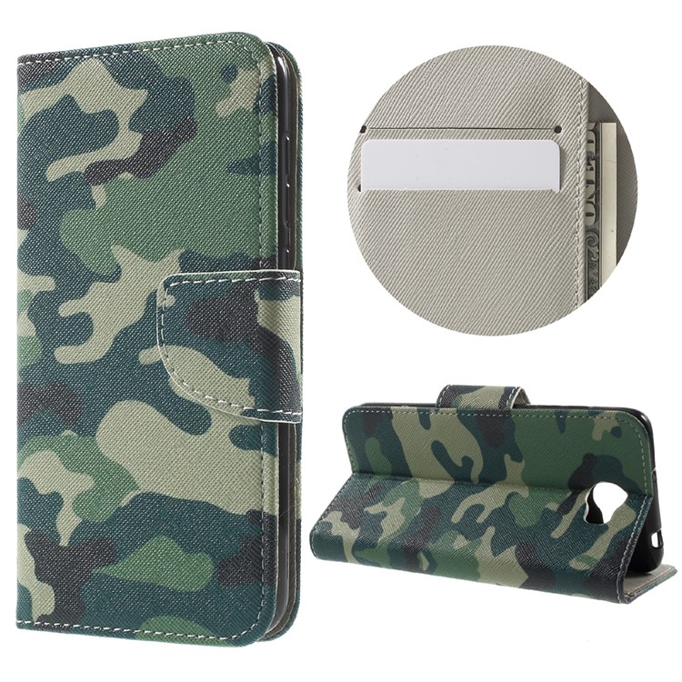 Patterned Stand Leather Flip Cover for Huawei Y5II / Y5 II - Camouflage Pattern-1