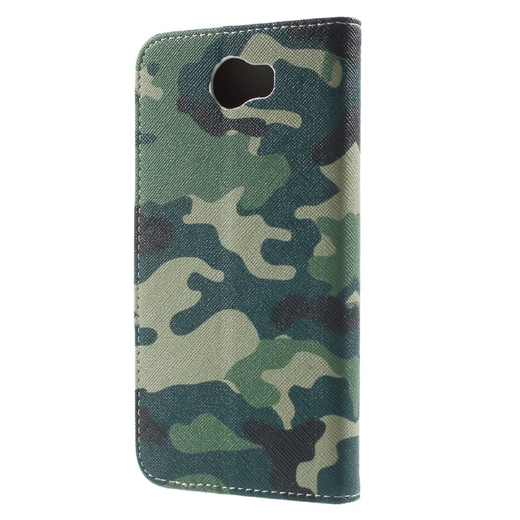 Patterned Stand Leather Flip Cover for Huawei Y5II / Y5 II - Camouflage Pattern-2