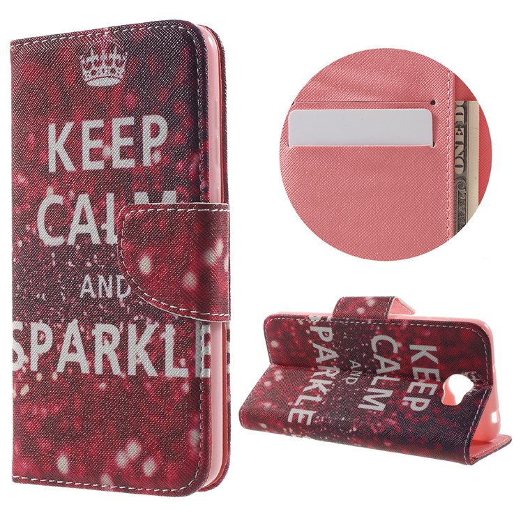 Patterned Wallet Leather Case Cover for Huawei Y5II / Y5 II - Keep Calm and Sparkle-1