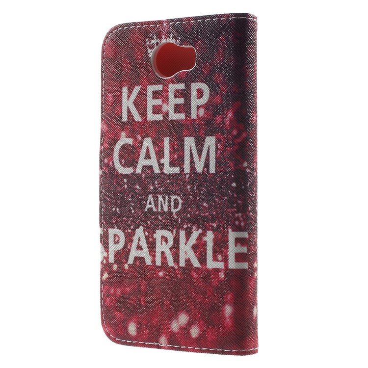 Patterned Wallet Leather Case Cover for Huawei Y5II / Y5 II - Keep Calm and Sparkle-2