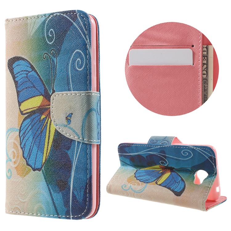 Patterned Leather Case with Wallet Slots for Huawei Y5II / Y5 II - Beautiful Butterfly-1