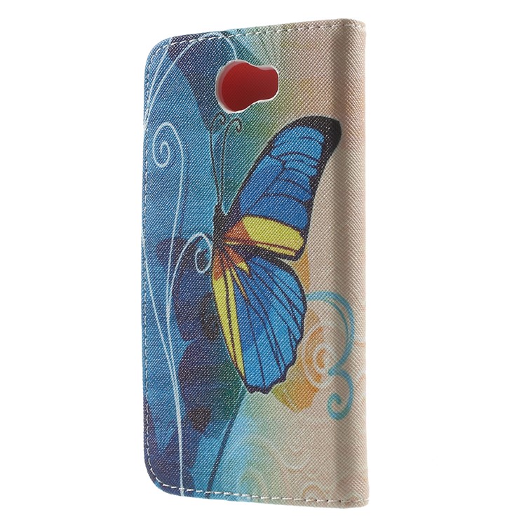 Patterned Leather Case with Wallet Slots for Huawei Y5II / Y5 II - Beautiful Butterfly-2