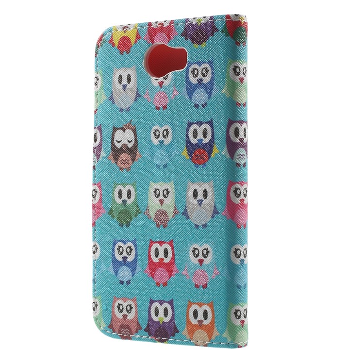 Patterned Leather Flip Case with Stand Card Slots for Huawei Y5II / Y5 II - Adorable Owls-2
