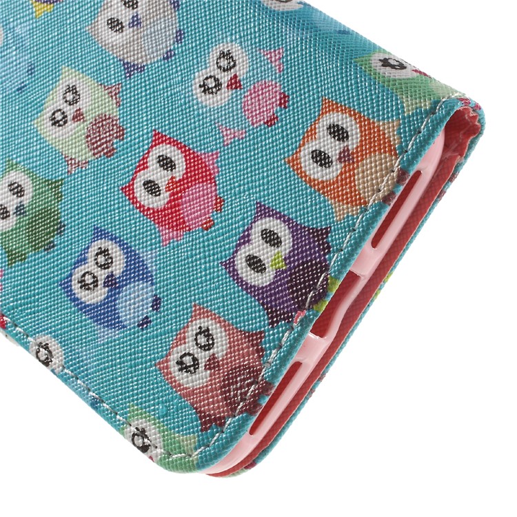 Patterned Leather Flip Case with Stand Card Slots for Huawei Y5II / Y5 II - Adorable Owls-8