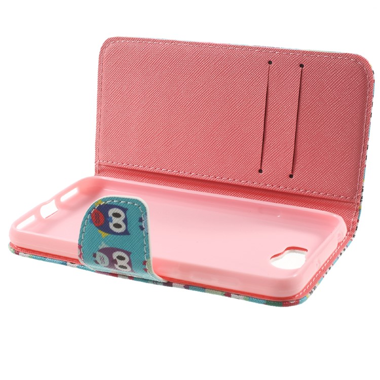 Patterned Leather Flip Case with Stand Card Slots for Huawei Y5II / Y5 II - Adorable Owls-9