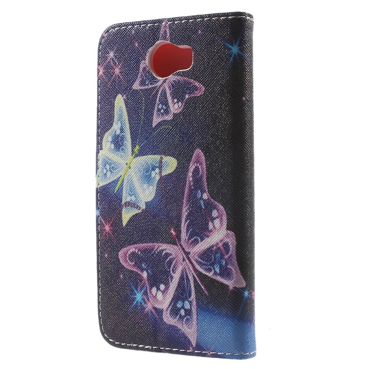 Patterned PU Leather Case Stand Cover for Huawei Y5II / Y5 II - Shiny Colorful Butterflies-2
