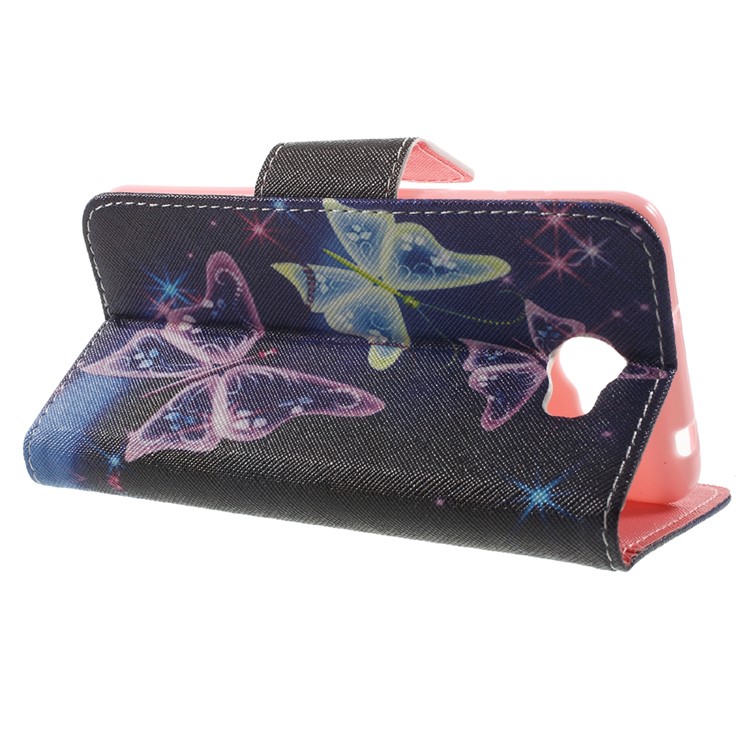 Patterned PU Leather Case Stand Cover for Huawei Y5II / Y5 II - Shiny Colorful Butterflies-3
