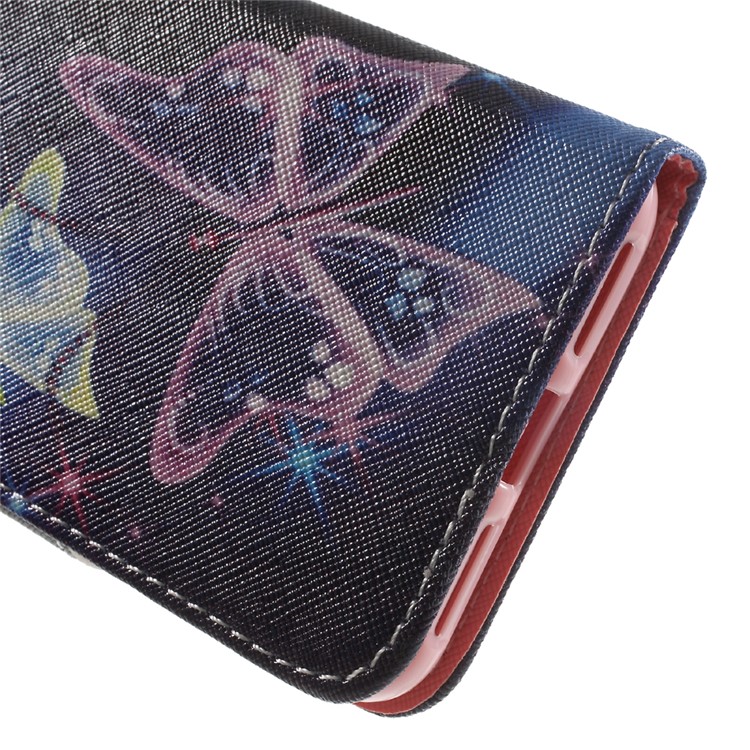 Patterned PU Leather Case Stand Cover for Huawei Y5II / Y5 II - Shiny Colorful Butterflies-8