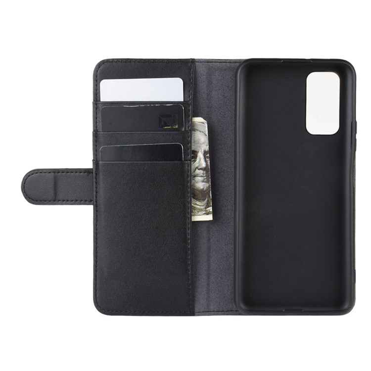 Genuine Split Leather Wallet Stand Phone Case for Huawei Honor View 30/V30/View 30 Pro/V30 Pro - Black-4