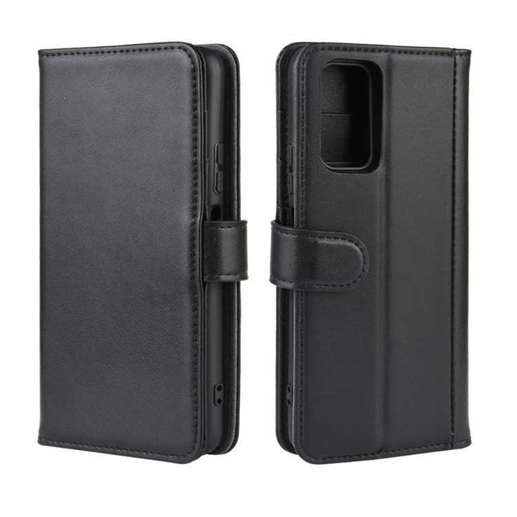 Genuine Split Leather Wallet Stand Phone Case for Huawei Honor View 30/V30/View 30 Pro/V30 Pro - Black-8