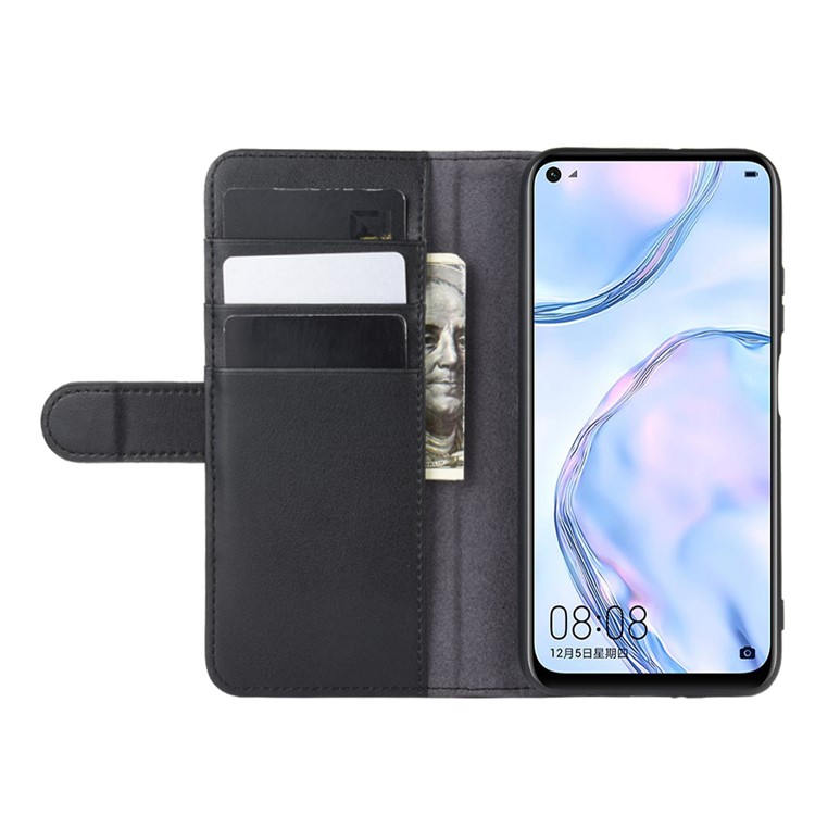 Cubierta Del Teléfono De Soporte De La Carpeta Serraje Genuina Para Huawei Nova 6 SE - Negro-5
