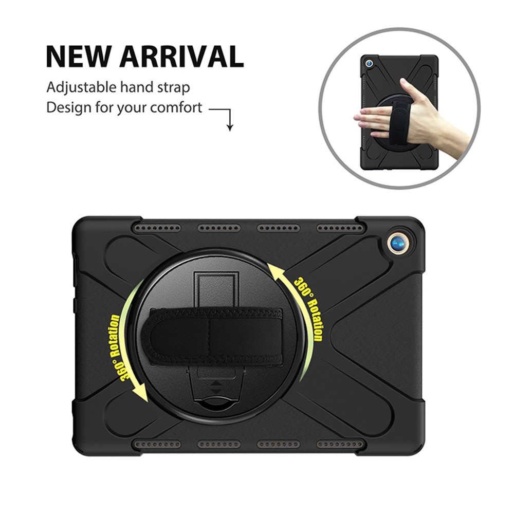 360 Degrés Pivotant Béquille PC + Cas Combo De Silicone Avec La Courroie De Support De La Main Et La Fente De La Plume Pour Huawei MediaPad M5 10 (10,8" ) / M5 (pro) 10,8" - Noir-12