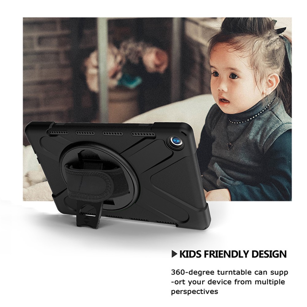 360 Degrés Pivotant Béquille PC + Cas Combo De Silicone Avec La Courroie De Support De La Main Et La Fente De La Plume Pour Huawei MediaPad M5 10 (10,8" ) / M5 (pro) 10,8" - Noir-13